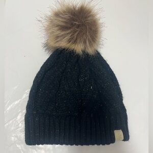 Cozy Black Knit Pom-Pom Beanie